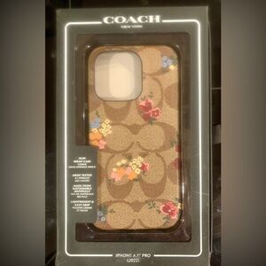 Coach Brown Floral iPhone 14 Pro Case